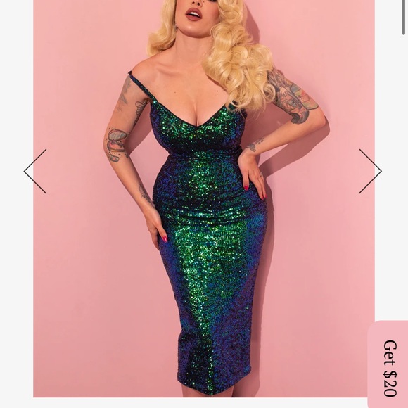 Vixen by Micheline Pitt Dresses & Skirts - Vixen by Micheline Pitt Sequin Dress in Green and Blue